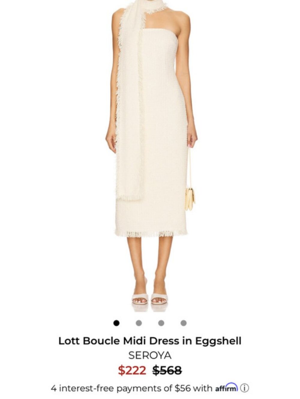 SER.O.YA NWT Lott Boucle Midi Dress Eggshell size XS